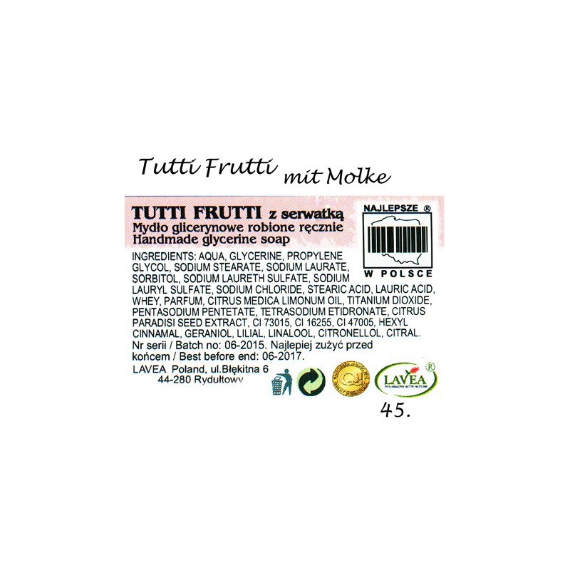 45 Aromatherapeutische Naturseife / Duftseife Tutti Frutti mit Molke