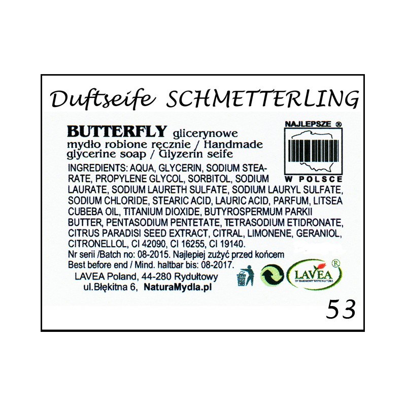 53 Aromatherapeutische Naturseife / Duftseife Buterfly